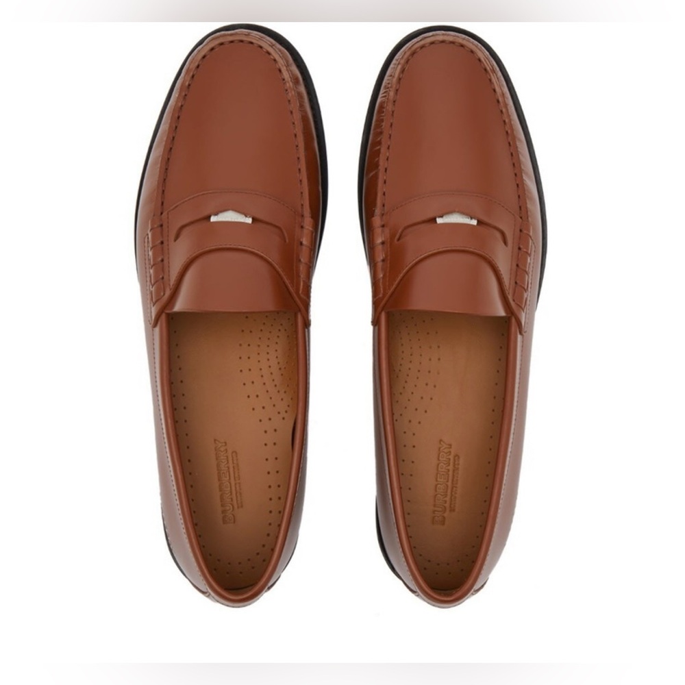 NIB- Burberry Tan Rupert’s coin Leather Loafers - Picture 2 of 12